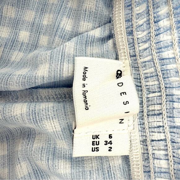 ASOS gingham flippy shorts in blue white Size US 2 - Picture 2 of 5